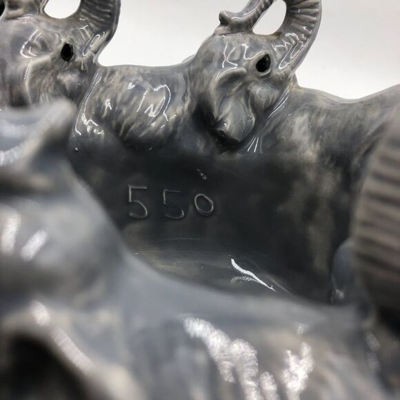 Vintage Ceramic Elephants Marching Bowl Trunks Up Decorative Tabletop Animal - Picture 7 of 10